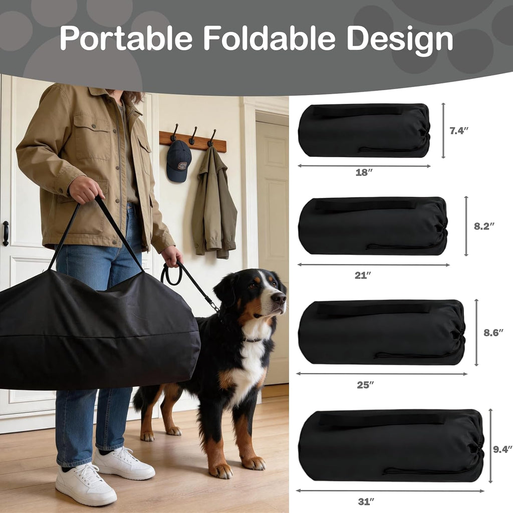 Collapsible Soft Dog Crate 36 Inch, Portable Travel Pet Crate for Large Dogs with 4-Door Mesh, Large Dog Kennel Indoor & Outdoor, Light Grey
