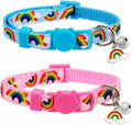 2 Pack Pride Month Cat Collar, LGPT Breakaway Kitten Collars with Bell & Rainbow Charm, Adjustable 7.8-12.8 in, Soft Summer Cat Collars for Cats Kittens