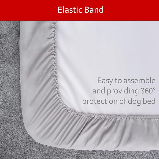 Waterproof Dog Bed Covers Replacement Washable Pet Hair Easy to Remove, Noiseless Quilted Puppy Pet Bed Cover Lovely Grey Star Print 32x44 Inches, for Dog/Cat, Cover Only