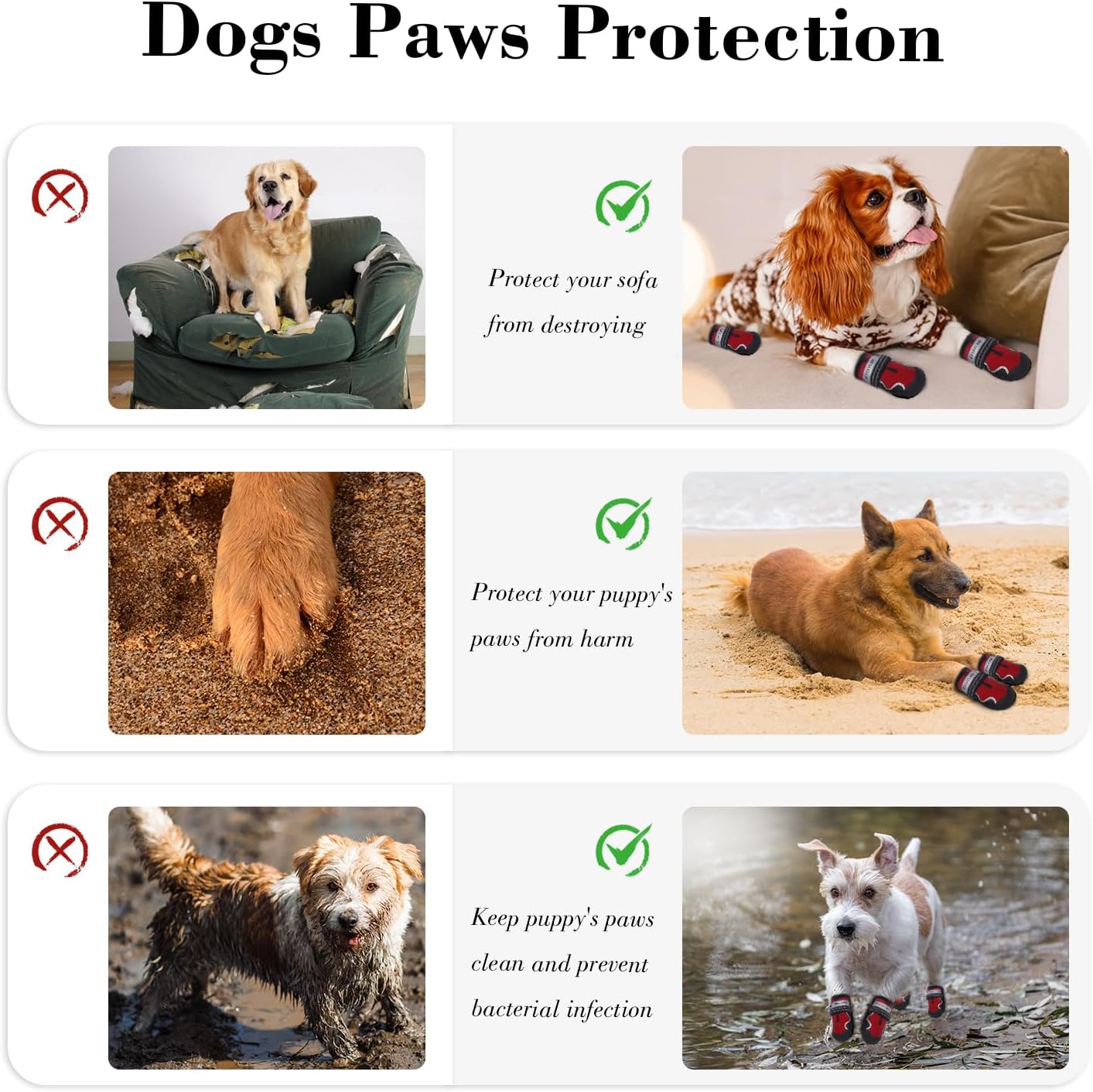 Dog Shoes for Large Dogs, Anti-Slip Waterproof Dog Boots & Paw Protectors with Full Toe Coverage Design, Dog Shoes for Hot Pavement and Winter Snow Hiking with Reflective Straps（red,3#