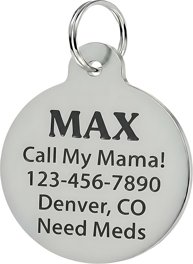 Bad Tags Personalized Dog and Cat ID Tags in 25+ Designs and 2 Sizes - 5 Lines of Custom Engraved Text - Funny Cute Personalized Pet Tags (Fueled by Chaos, Small (1 inch))