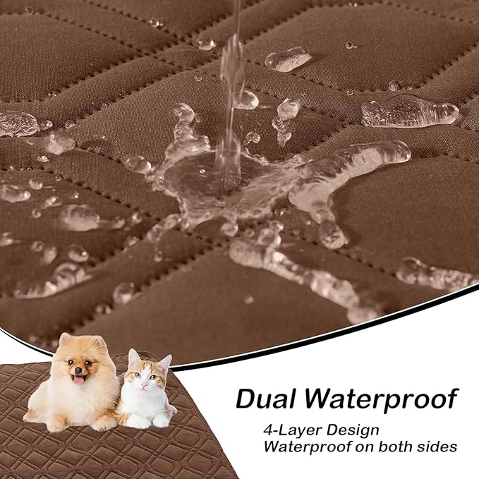 hyha Waterproof Dog Bed Blanket, Soft Pet Blankets, Waterproof Couch Cover for Dogs, Reversible Sofa Covers Washable for Furniture (82x102 Inch, Brown/Beige)