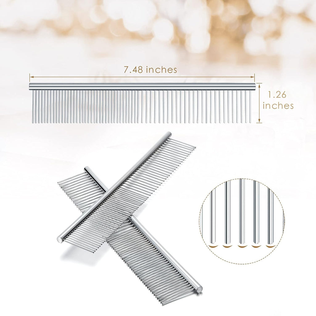 2 Pieces Macrame Comb and Tassel Brush Kit - Stainless Steel Combs for Pet Grooming, Macrame Fringe Cord and Supplies (Silver)