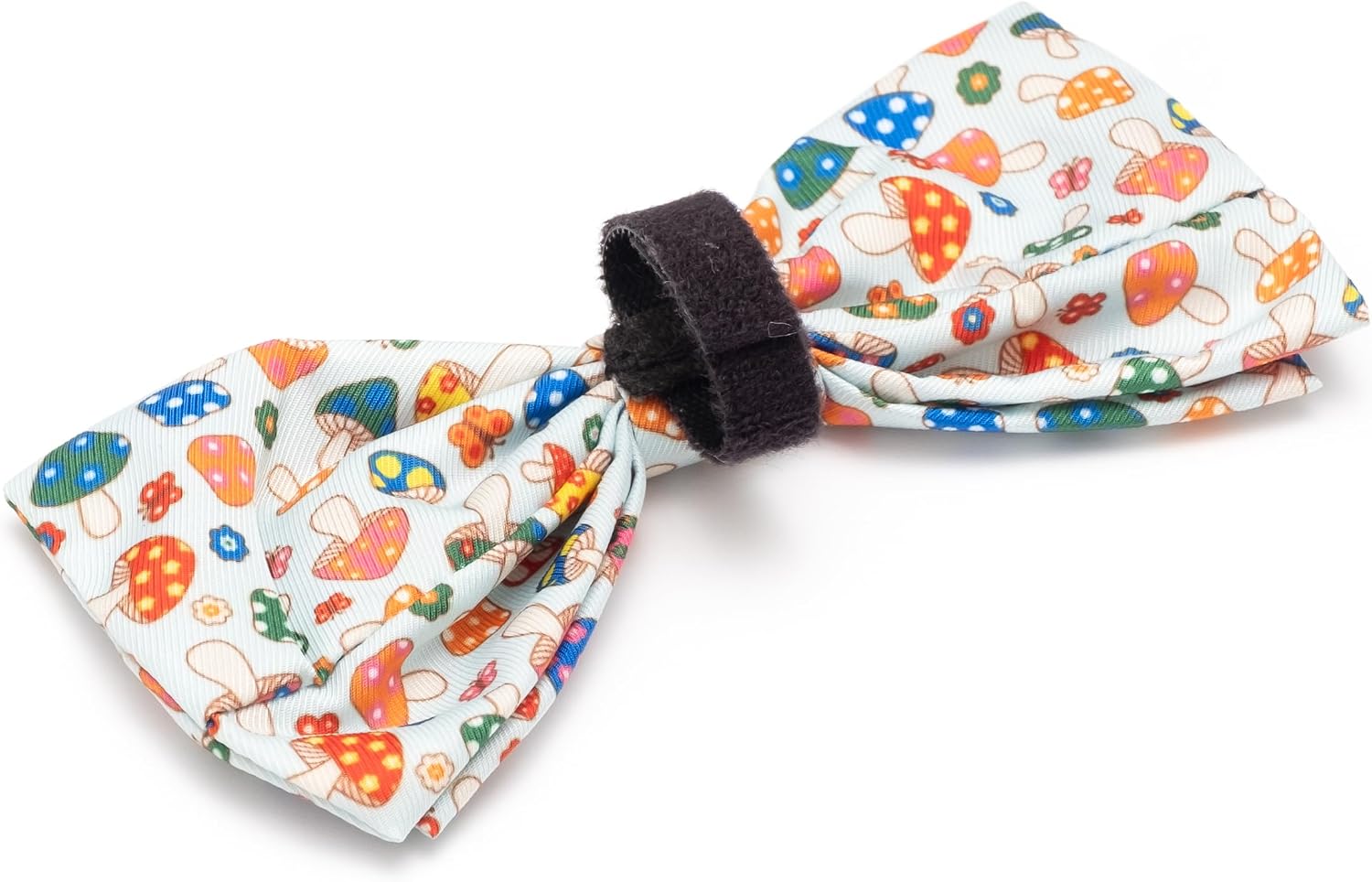 THE WORTHY DOG Food & Sport Print Pet Bow Ties for Dogs & Cats, Mushrooms | Stylish, Soft Printed Polyester Pet Bow Tie, Attach to Any Collar Easily with Touch Fastener, Mushrooms, Mint Green, Large