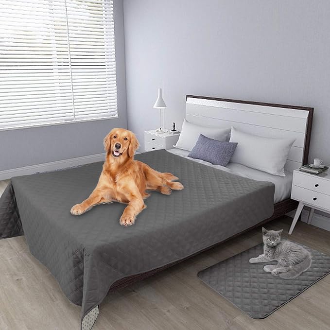 Easy-Going 100% Waterproof Dog Bed Cover, Non-Slip Pet Blanket for Furniture, Washable Couch Cover, Repleasement Sofa Cover (120X82 in,Gray)