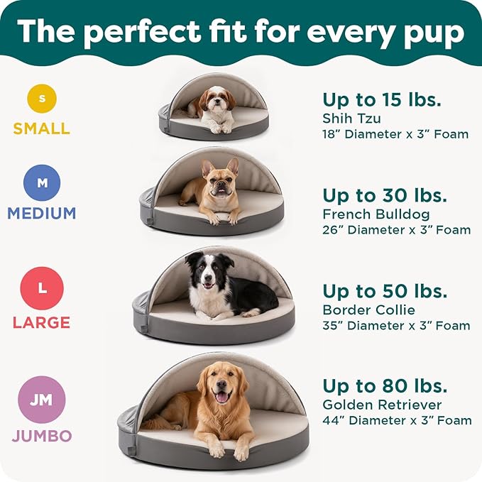 Furhaven 35" Round Orthopedic Dog Bed for Large/Medium Dogs w/ Removable Washable Cover, For Dogs Up to 50 lbs - Sherpa & Suede Snuggery - Espresso, 35-inch