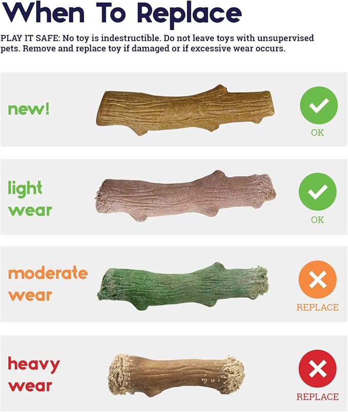 Outward Hound by Petstages Super Dogwood Durable Dog Chew Toy, Extra Small - Long Lasting Chew Stick Made with Real Wood - USA Made, XS