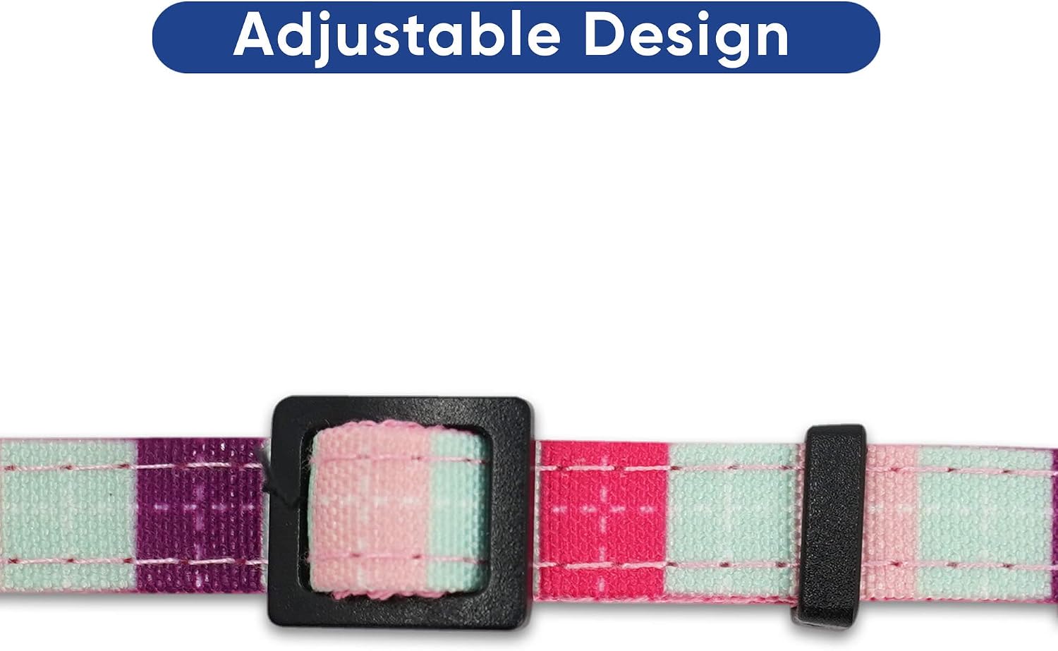 Pawtitas Pet Multicolor Cat Collar Teal/Pink/Purple with Safety Buckle and Removable Bell for Cats and Kittens