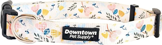 Downtown Pet Supply - Best & Fancy Dog Collar - Lightweight Adjustable with Quick Buckle & D-Ring - Hand Wash Safe - Floral - Medium