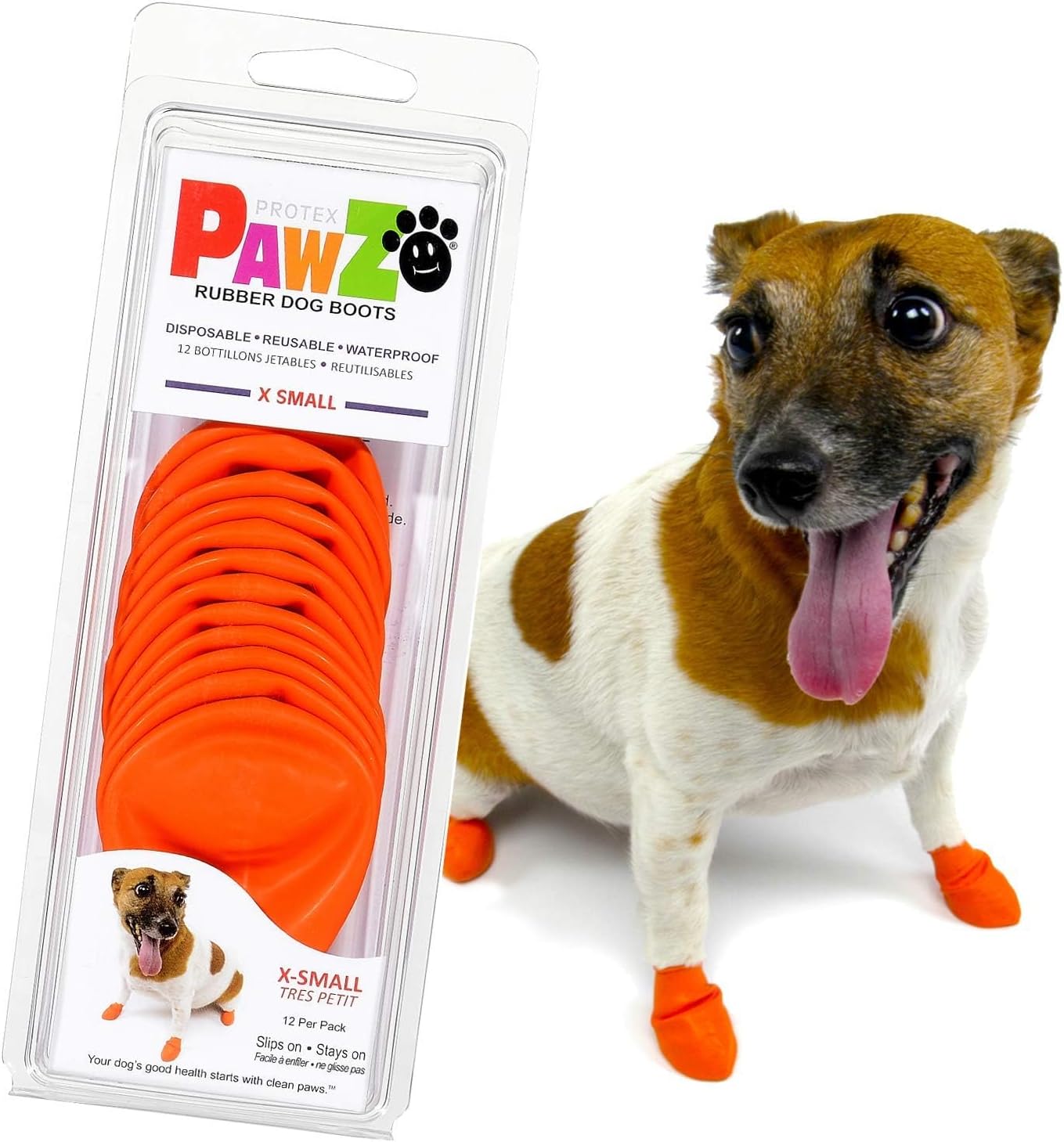 PawZ Dog Boots X-Small | 24 Booties Orange and Black