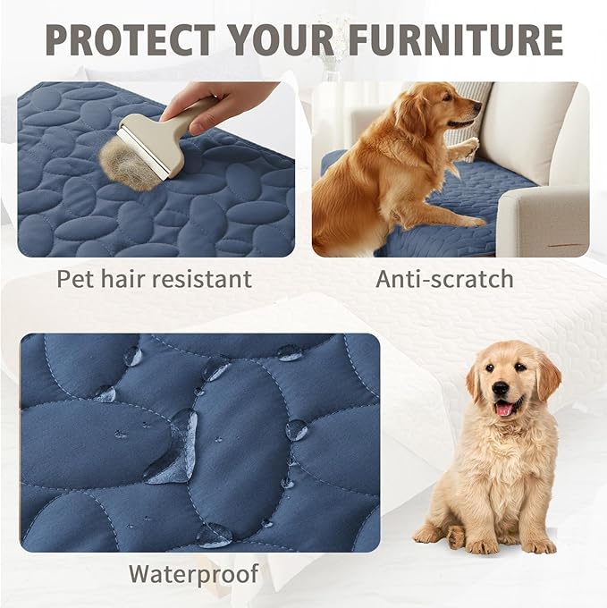 Ameritex Waterproof Pet Bed Cover Anti-Slip Dog Bed Blanket for Sofa and Furniture Waterproof New Pattern Design (Navyblue, 30x53 Inch (Pack of 1))