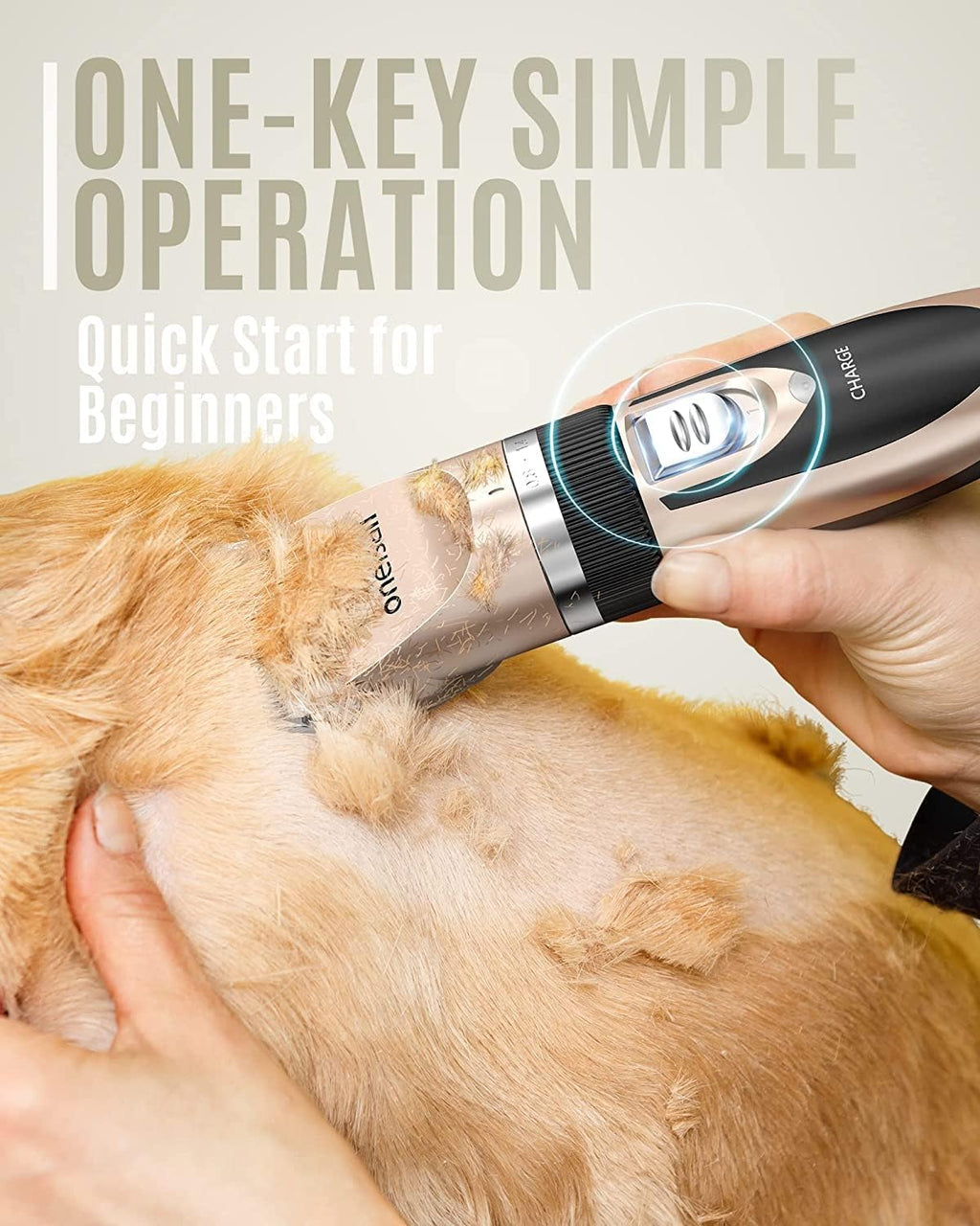 oneisall Dog Clippers Grooming Kit for Dogs Cats Pets | Low Noise, Rechargeable Cordless, Long Battery Life, Simple for Beginners, 6 Guide Combs, Removable & Rinsable Blade