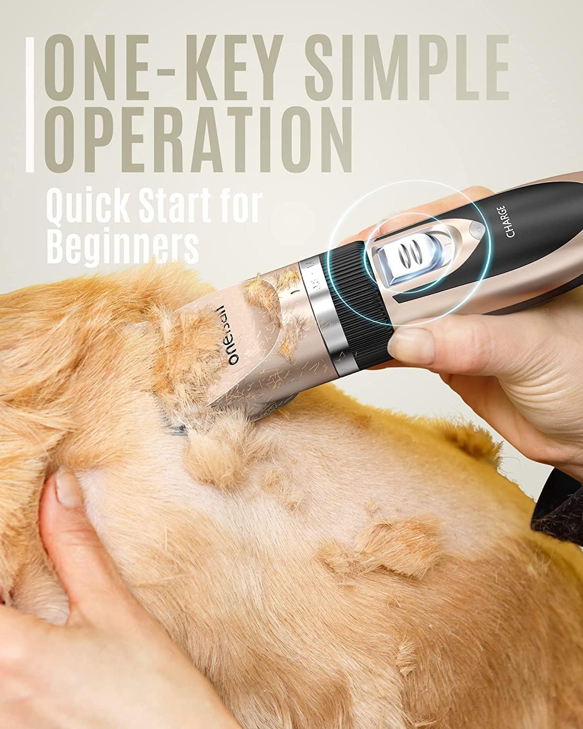 oneisall Dog Clippers Grooming Kit for Dogs Cats Pets | Low Noise, Rechargeable Cordless, Long Battery Life, Simple for Beginners, 6 Guide Combs, Removable & Rinsable Blade