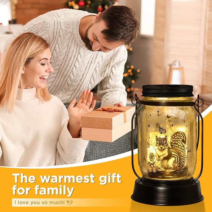 kyoryuger Squirrel Gifts for Women/Men Squirrel Solar Lanterns Mom Birthday Animal Lovers Lantern Pet Loss Tree Rat Lights Solar Garden Decoration for Yard, Patio,Backyard,Porch Torches