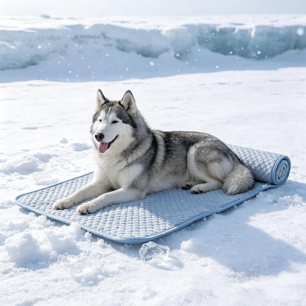 Dog Cooling Mat - Self Cooling Pet Pad for Dogs & Cats | Ice Silk Cooling , Foldable Non Slip Design, Helps Dissipate Heat for Summer Comfort, Ideal for Crates, Sofas, Car