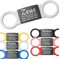 Anavia Slide On Silent Pet ID Tags, S/M/L/XL Personalized Black Stainless Steel Colored Silicone Cat Dog Name Tag, Customized Engraved Nameplate, Quiet Chew-Proof Pet Collar Tag (White, Small)