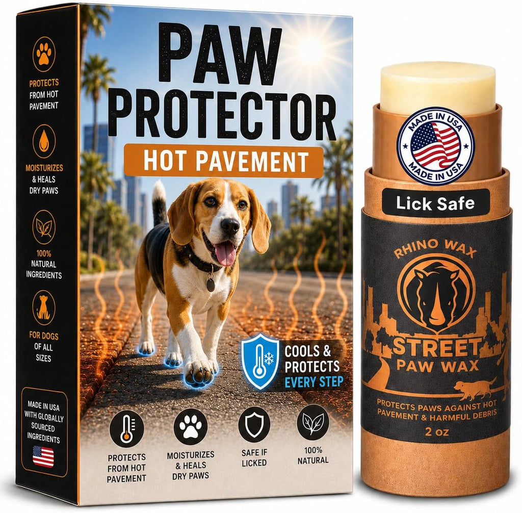 Dog Paw Protector for Hot Pavement, Asphalt, Streets & Sidewalks | Taking your dog on a summer walk? Protect dog paws from hot pavement with Street Wax designed for summertime hot surfaces.