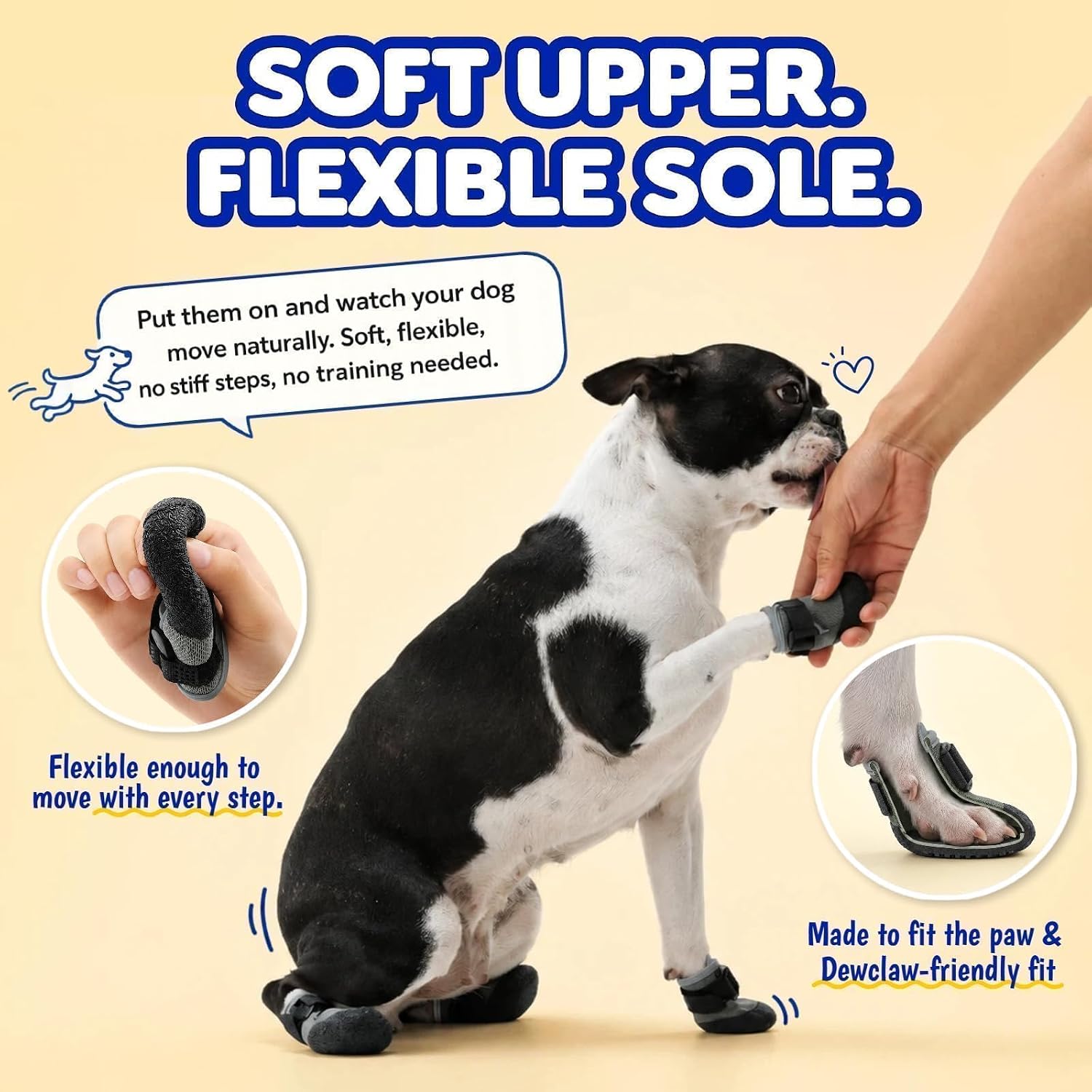 Super-Grippy, Comfortable Sole Dog Summer Shoes for Hot Pavement, S | Stay-On Dog Rain Booties with a Dewclaw-Friendly, Pet Boots for Hiking & Running, Puppy Waterproof Shoes for Small Dogs Paws
