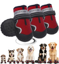 Dog Shoes for Large Dogs, Anti-Slip Waterproof Dog Boots & Paw Protectors with Full Toe Coverage Design, Dog Shoes for Hot Pavement and Winter Snow Hiking with Reflective Straps（red,3#