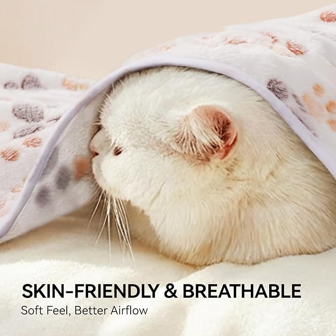 LINENLUX 1 Pack 3 Blankets Super Soft Fluffy Premium Fleece Dog Blankets for Puppy Cat Pet Blanket Flannel Throw Warm Sleep Dog Paw 40x31 inches