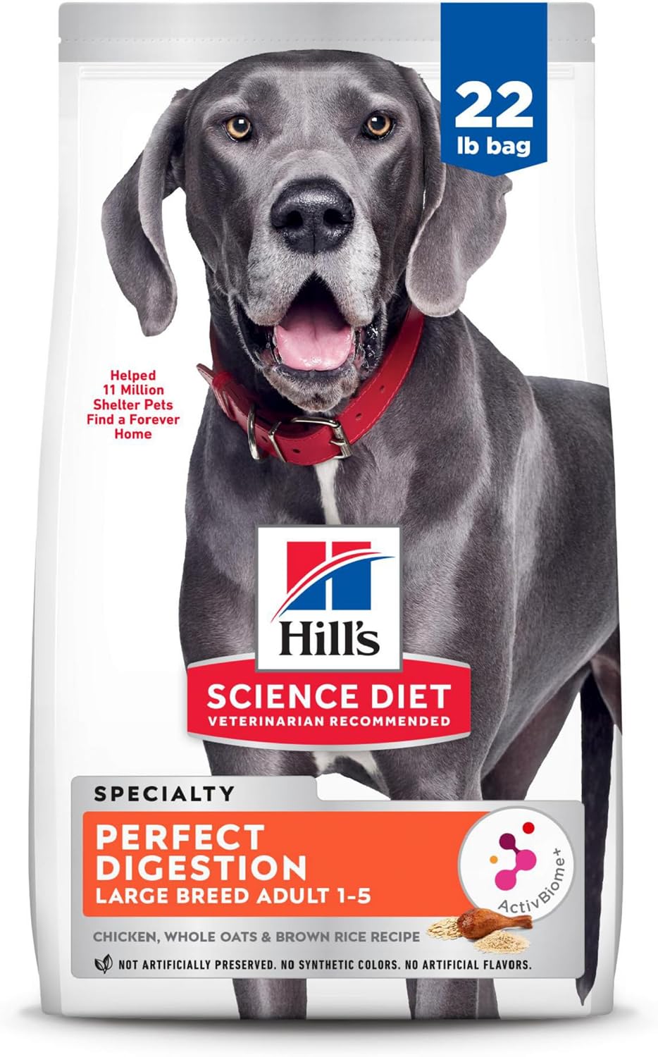 Hill's Science Diet Perfect Digestion Large Breed Dry Dog Food | #1 Veterinarian Recommended, Adult 1-5 Formula, Chicken, Brown Rice, & Whole Oats, 22 lb. Bag