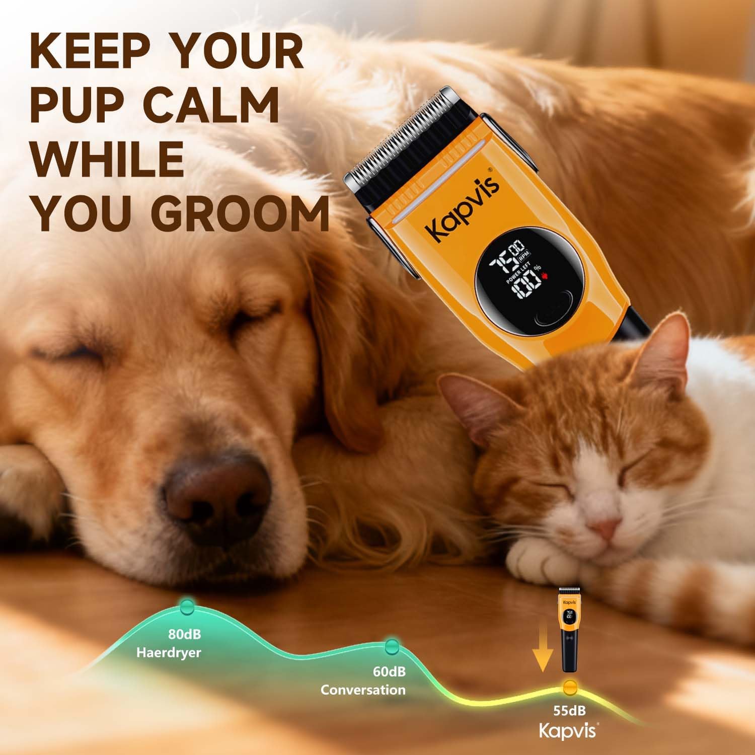 Dog Clippers for Grooming Thick Hair with LED Light,Cat Shaver,and Sheep Shears for Thick/Matted/Knotted/Fine/Curly Hair,Works with or Without Power Cord