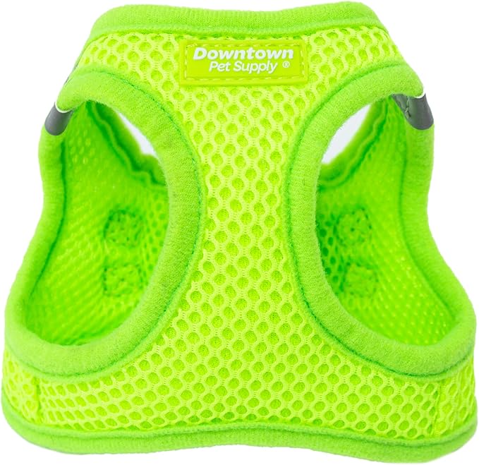 Downtown Pet Supply Step in Dog Harness for Small Dogs No Pull, Large, Atomic Yellow - Adjustable Harness with Padded Mesh Fabric and Reflective Trim - Buckle Strap Harness for Dogs