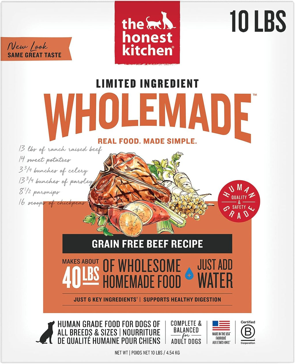 The Honest Kitchen Wholemade™ Limited Ingredient Dehydrated Beef Dog Food, 10 lb Box