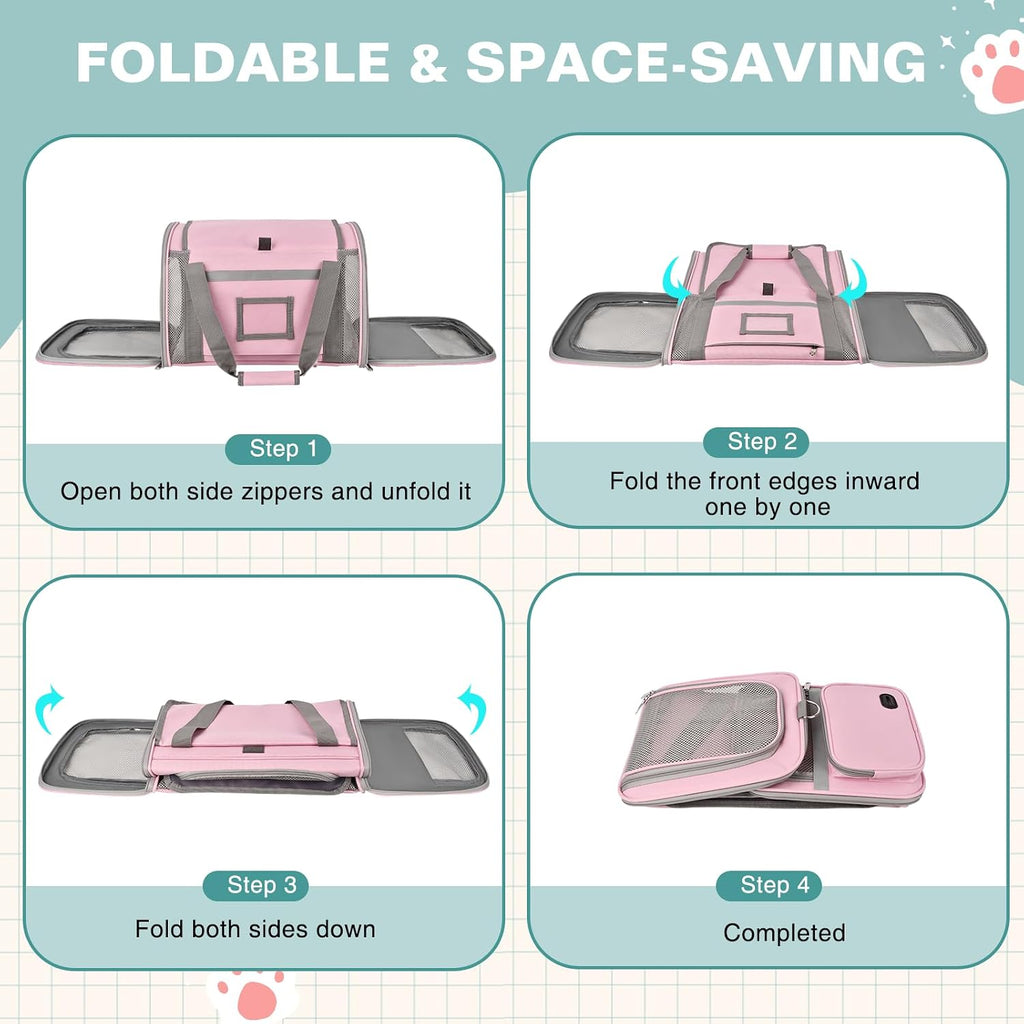 Cat Carrier Top Load, Privacy Curtains Soft Pet Travel Bag Airline Approved | Collapsible Soft-Sided Cat/Dog/Pet Carrier for Small Cats Dogs Puppy Under 16 lb, Washable Kitten Mesh Cage (16.9x10.8x10.8)