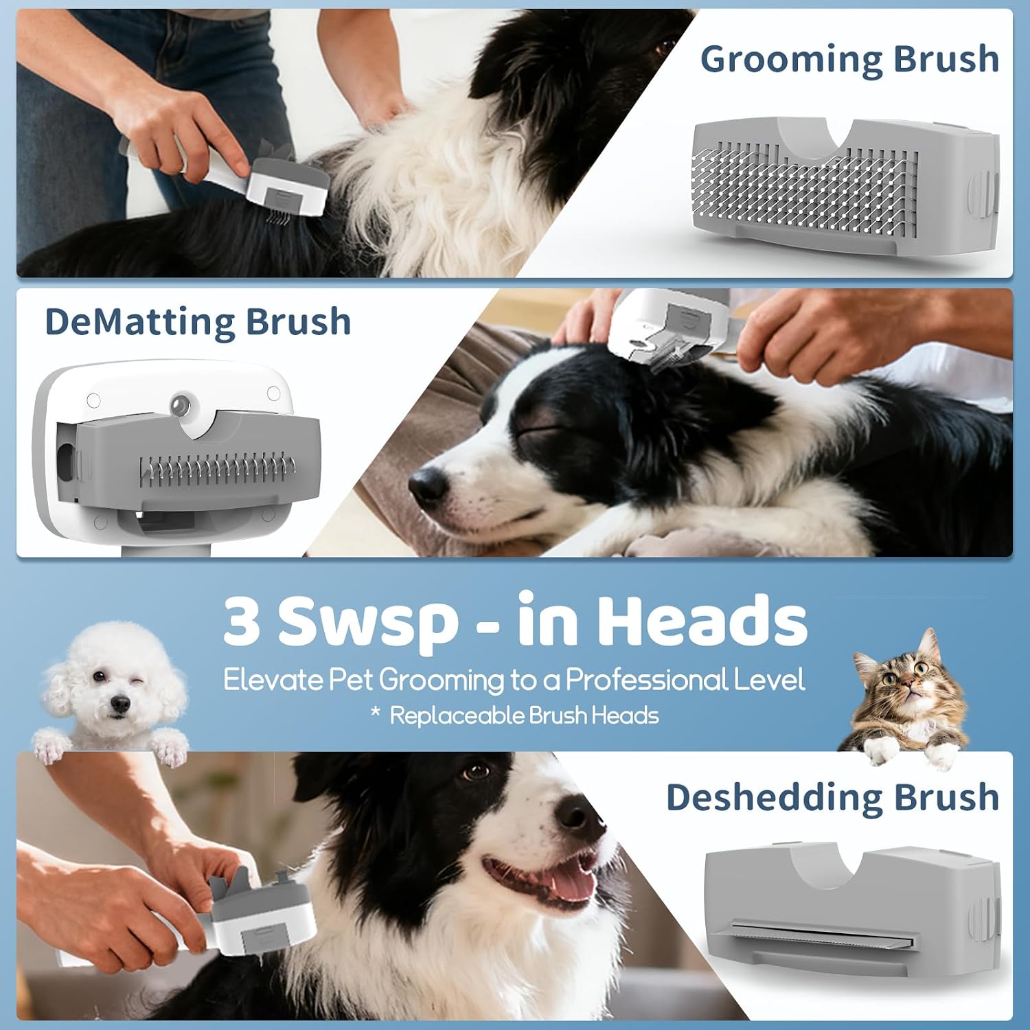 Dog Grooming Vacuum,6-in-1 Pet Grooming Kit,13000Pa,2L Dust Cup | Low Noise <55dB, Steam Brush for Shedding, Clipper & Grooming Kit, Professional for Dogs Cats, Home Cleaning Use