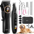 iBTC Professional Dog Grooming Clippers Kit, Low Noise Cordless Rechargeable Pet Hair Trimmer with Paw Trimmer & Nail Grinder, Heavy Duty Grooming Tools for Thick Fur Small Medium Large Dogs Cats