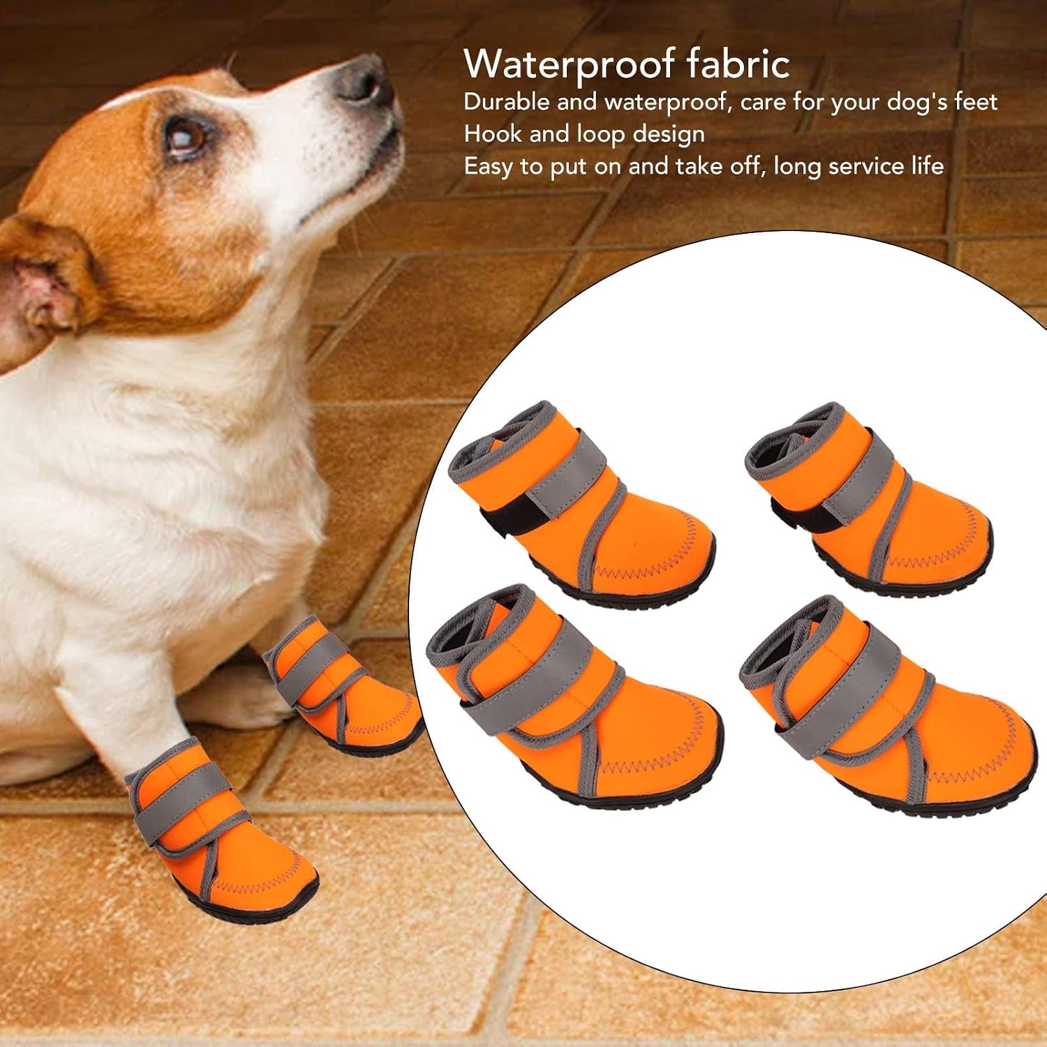 4Pcs Dog Shoes, Soft Rubber Pet Dog Protector Puppy Booties with Reflective Straps for Outdoor Activities (M)