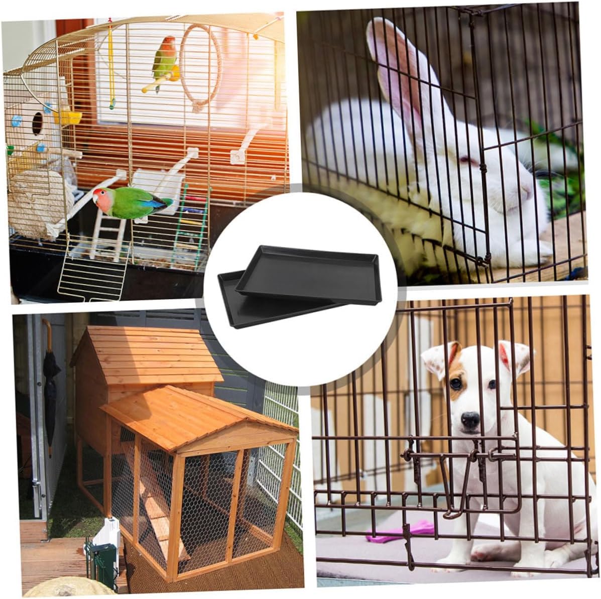 Dog Crate Tray Leakproof Plastic Replacement for Bird Cages and Small Pet Crates Versatile Multi-Purpose Tray for Black