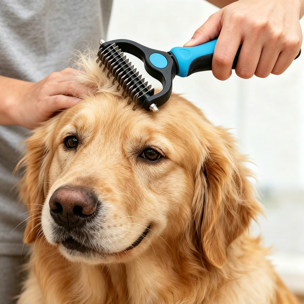 Pet Grooming Rake, Dog Undercoat Rake Cats Shedding Brush Double-Sided Deshedding Dematting Tool Brushes Comb for Dogs & Cats to Easy Remove Undercoat Mats Tangle