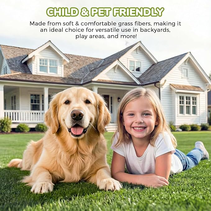 Artificial Grass Rug Indoor Outdoor, 5 x 6FT Faux Grass Turf with Drainage Holes, Realistic Artificial Lawn Rug Dog Pets Mat, Turf Carpet for Garden Lawn Landscape Balcony Patio Backyard Easter Decor