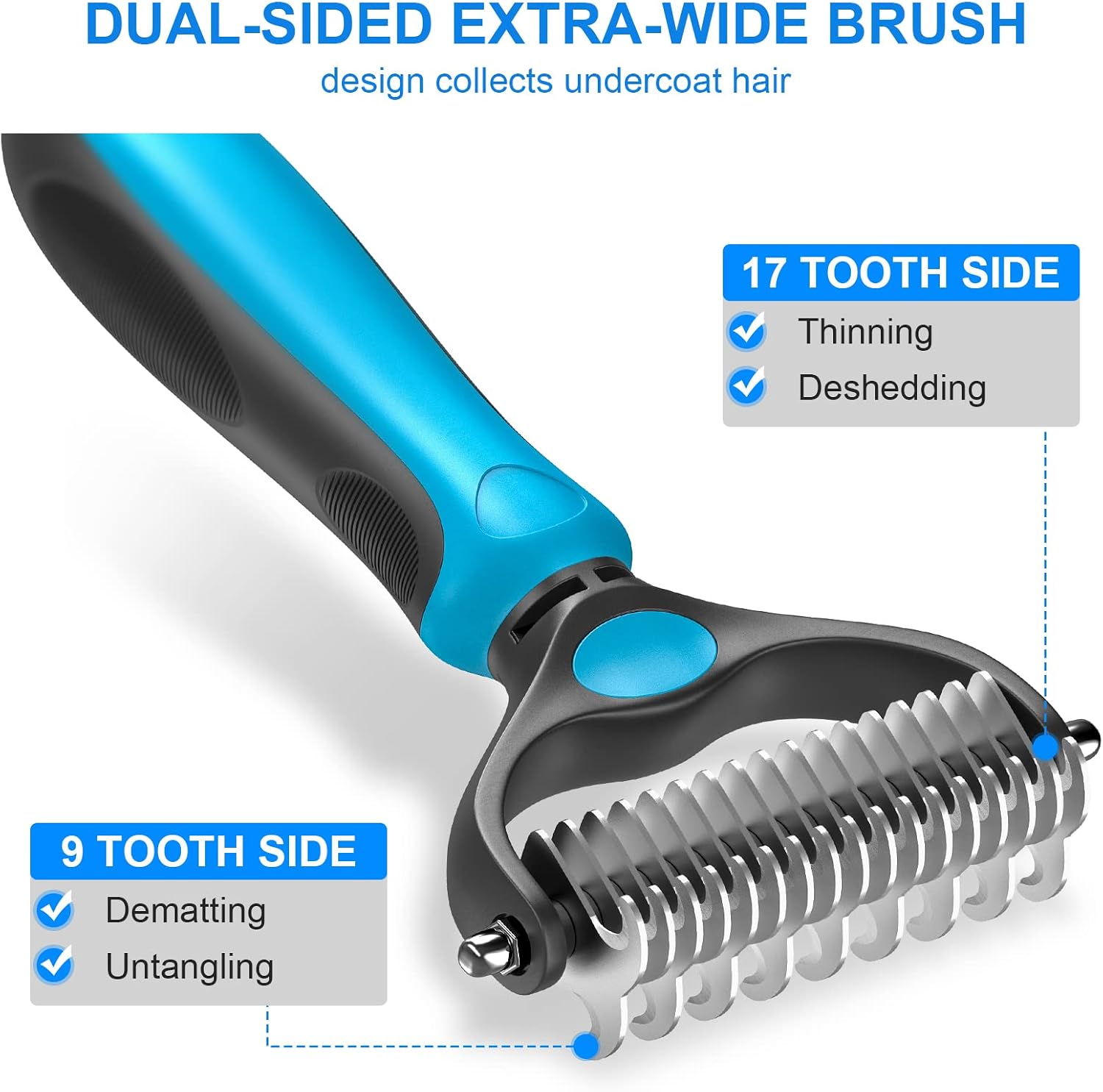 Pet Grooming Brush Dog Grooming Rakes Tool for Mats & Tangles Removing