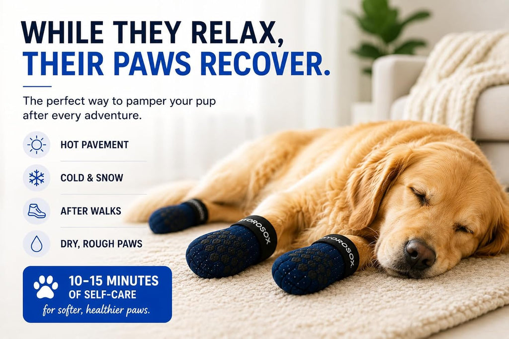 Dog Paw Spa Kit – Paw Balm & Moisturizing Dog Socks for Dry, Cracked Paw Pads – Anti-Lick Paw Protection with 4 Non-Slip Socks + Natural Therapy Stick (Medium)