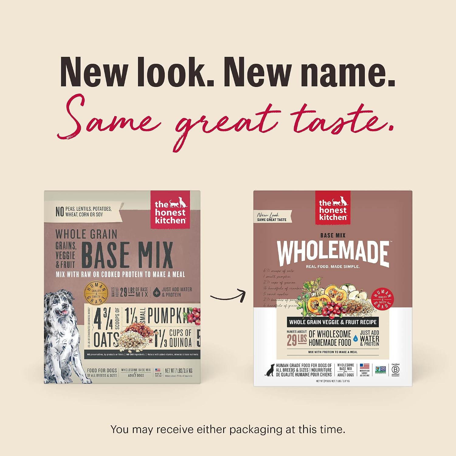 The Honest Kitchen Human Grade Whole Grain, Veggie & Fruit Base Mix Dehydrated Dog Food (Just Add Protein) - 7 Pound Box (Makes 12 Pounds)