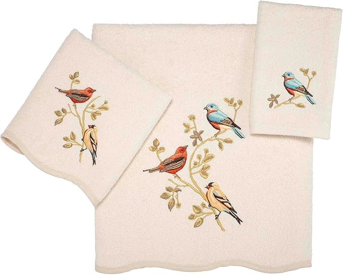 Avanti Linens- Bath Towel, Soft & Absorbent Cotton Towel (Premier Songbirds Collection), Ivory
