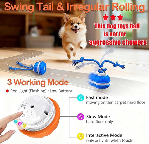 2Paks Interactive Dog Toys，Peppy Pet Ball for Dogs，Motion Activate Rolling Ball for Puppy/Medium Dogs，Active Rolling Dog Bal l Wicked Bal l for Daily Training, Dog Toys to Keep Them Busy(Blue&orange)