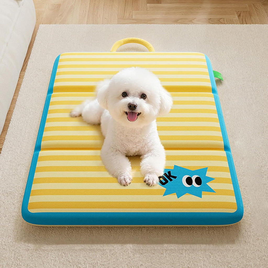 Reversible Dog Crate Pad | Cool Warm, Foldable, Pet Bed Mat, with Handle for Dogs Pets Indoor Travel