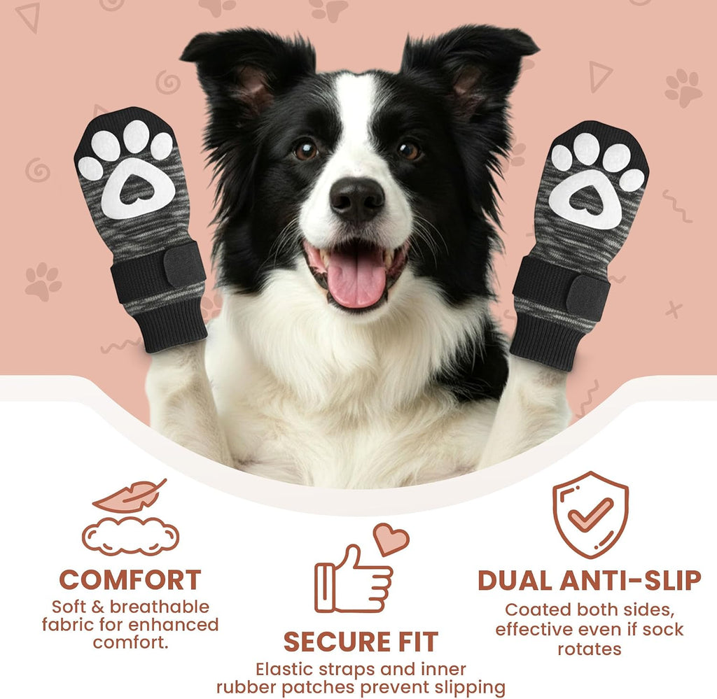 Anti Slip Dog Socks - 6 Pack | Dog Socks to Prevent Paw Licking - Small | Add Traction, Keep Warm & Protect from Hot Pavement | Paw Protection for Senior Dogs for Hardwood Floors | Dog Booties