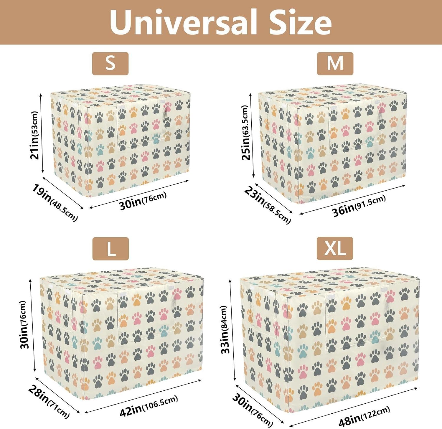 Dog Crate Cover Kennel Cover for Dog Cages Breathable for Wire Cage Indoor Outdoor Color Paw Dots
