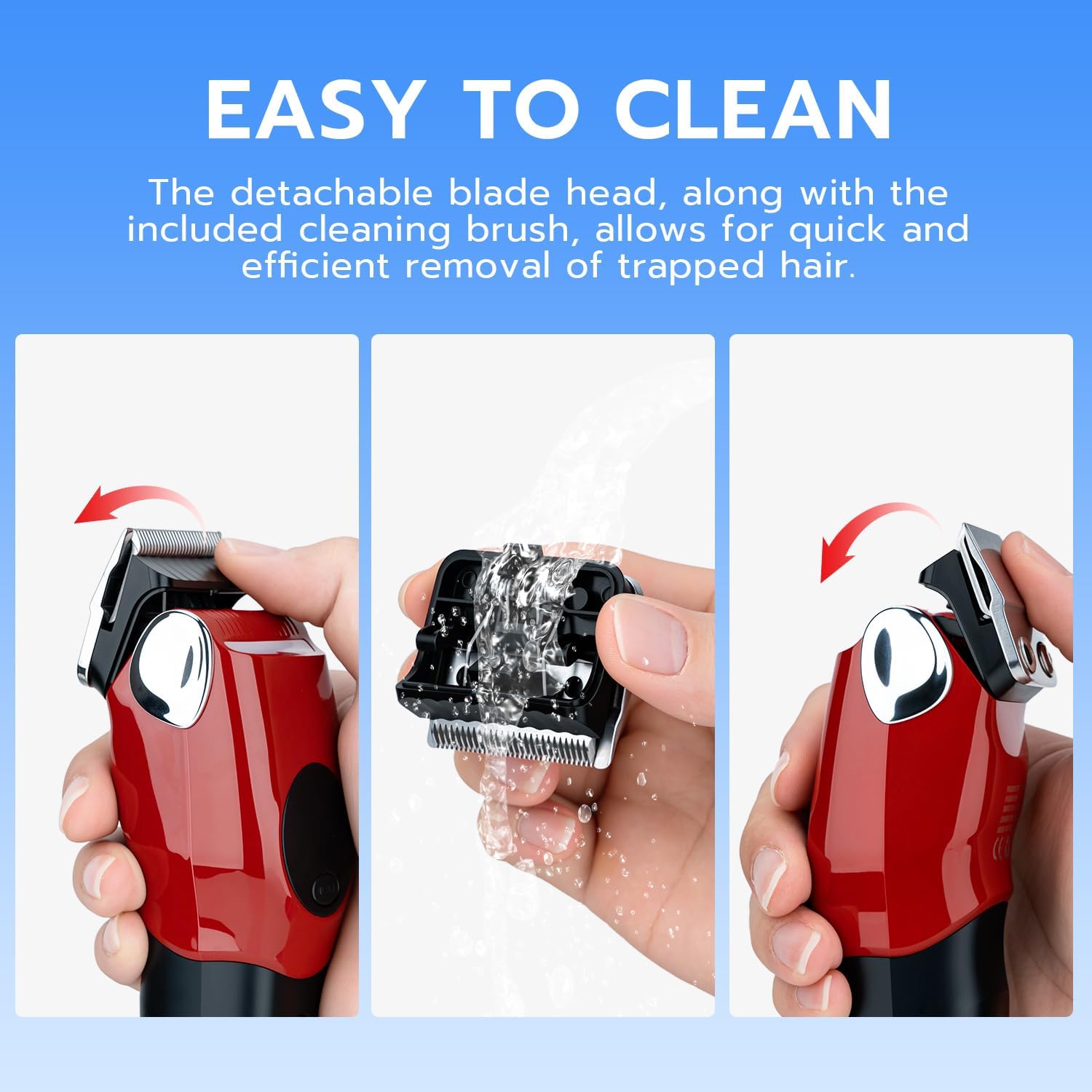 Mcbazel Dog Clippers Grooming Kit, Low Noise Rechargeable Cordless Adjustable Pet Hair Shaver Trimmers Set for Dogs, Cats and Other Pets [Red]