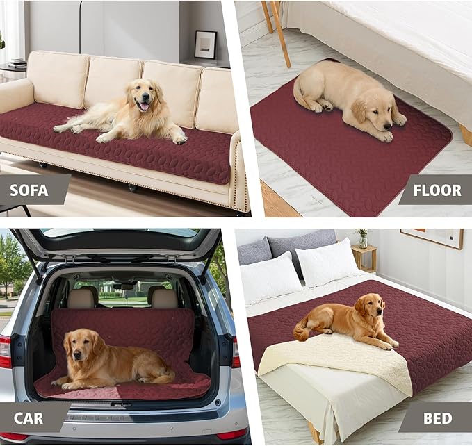 Ameritex Pet Bed Cover Dog Bed Blanket for Sofa and Furniture Waterproof New Pattern Design (68x82 Inch, Burgundy)