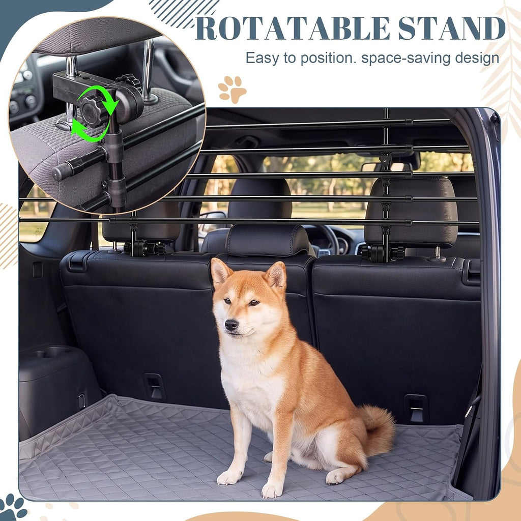 Eccliy Adjustable Dog Car Barrier for SUV, Vehicle, Trucks, Universal-fit Guard Gate Travel Barrier Large Size Dogs, Heavy Duty Carbon Steel Pet Divider for Cargo Area 32" to 55" Width