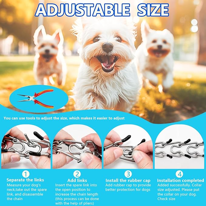 Stainless Steel Dog Collar, Tangle-Free 360° Swivel Collar with Quick-Release Buckle, Adjustable for Small, Medium and Large Dogs (S-2.5mm)