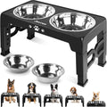 Jovrun Elevated Dog Bowls for Medium Large Size Dogs, Non-Slip Dog Feeder with 2 Stainless Steel Dishes, 5 Heights Adjustable Raised Bowls to 3.15″-8.66″-9.84″-11.02″-12.2″