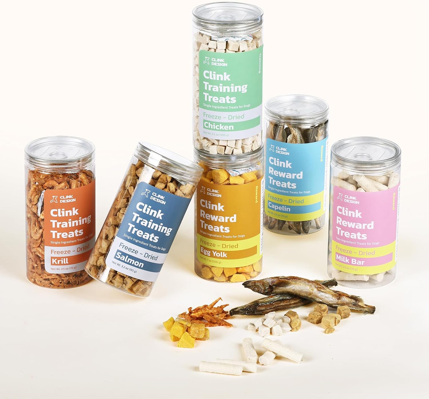 Clink Design Dog Training Treats, Freeze Dried Salmon Treats, 3.2oz | Salmon Treats for Dogs and Cats, Single Ingredient High Protein Reward Snacks