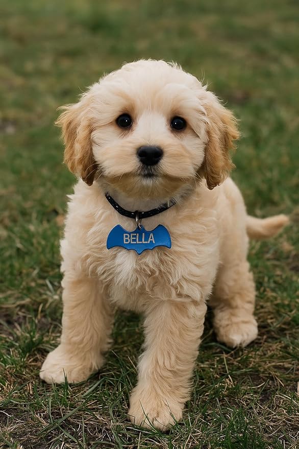 Stainless Steel Personalized Pet ID Tags, Art Design for Dog Tags, Cat Tags, Customized and Engraved on Both Sides of ID Tag, in Black, Silver, Blue, Gold, Rose Gold and Rainbow Color